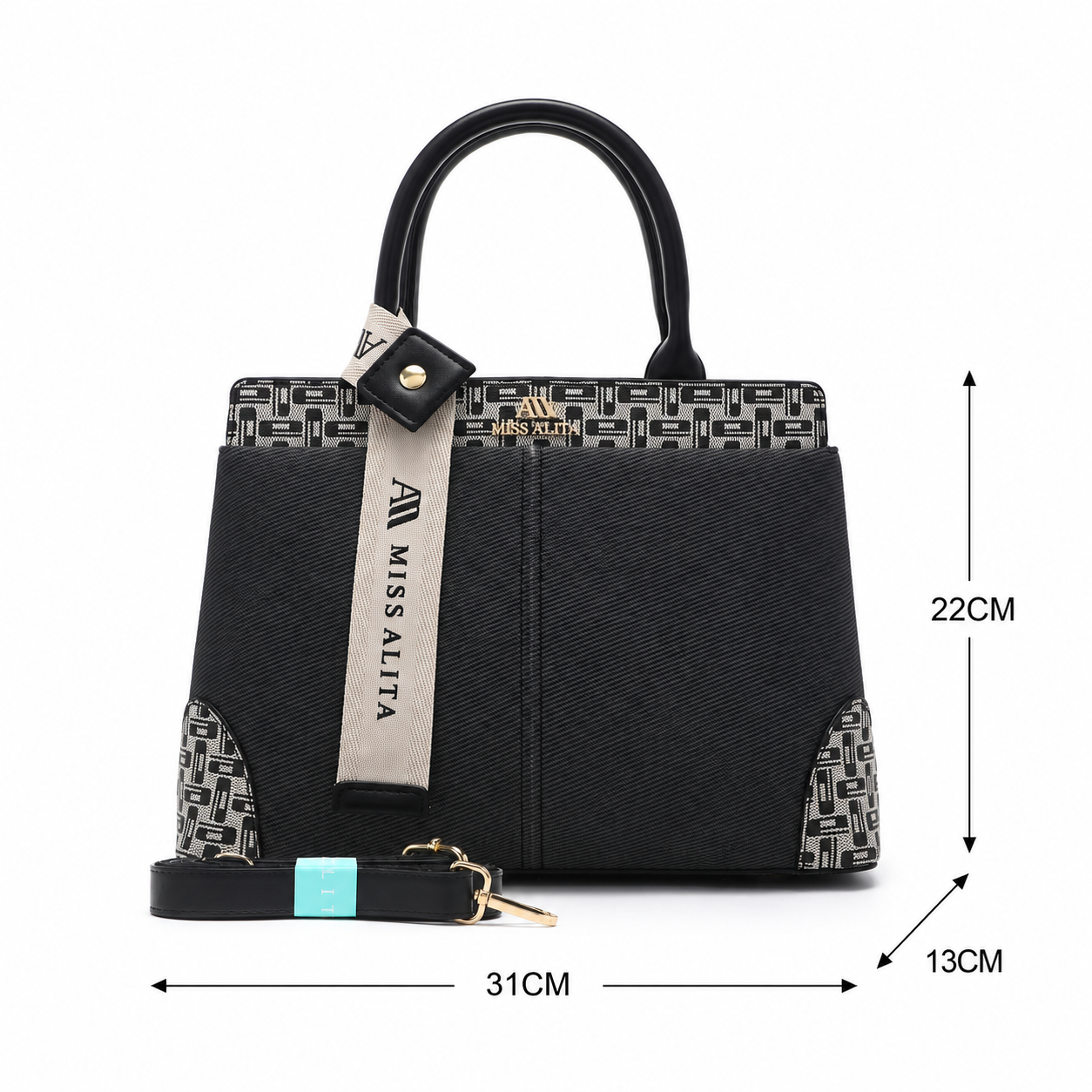 MISS ALITA Elegant Black Structured Handbag