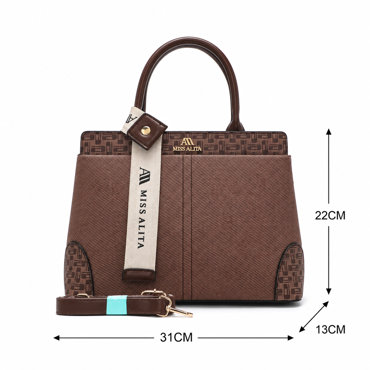 MISS ALITA Elegant Brown Structured Handbag