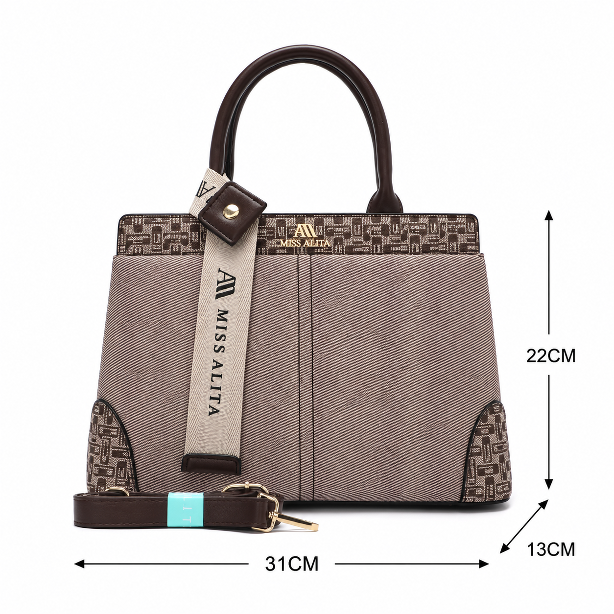 MISS ALITA Elegant Dark Brown Structured Handbag