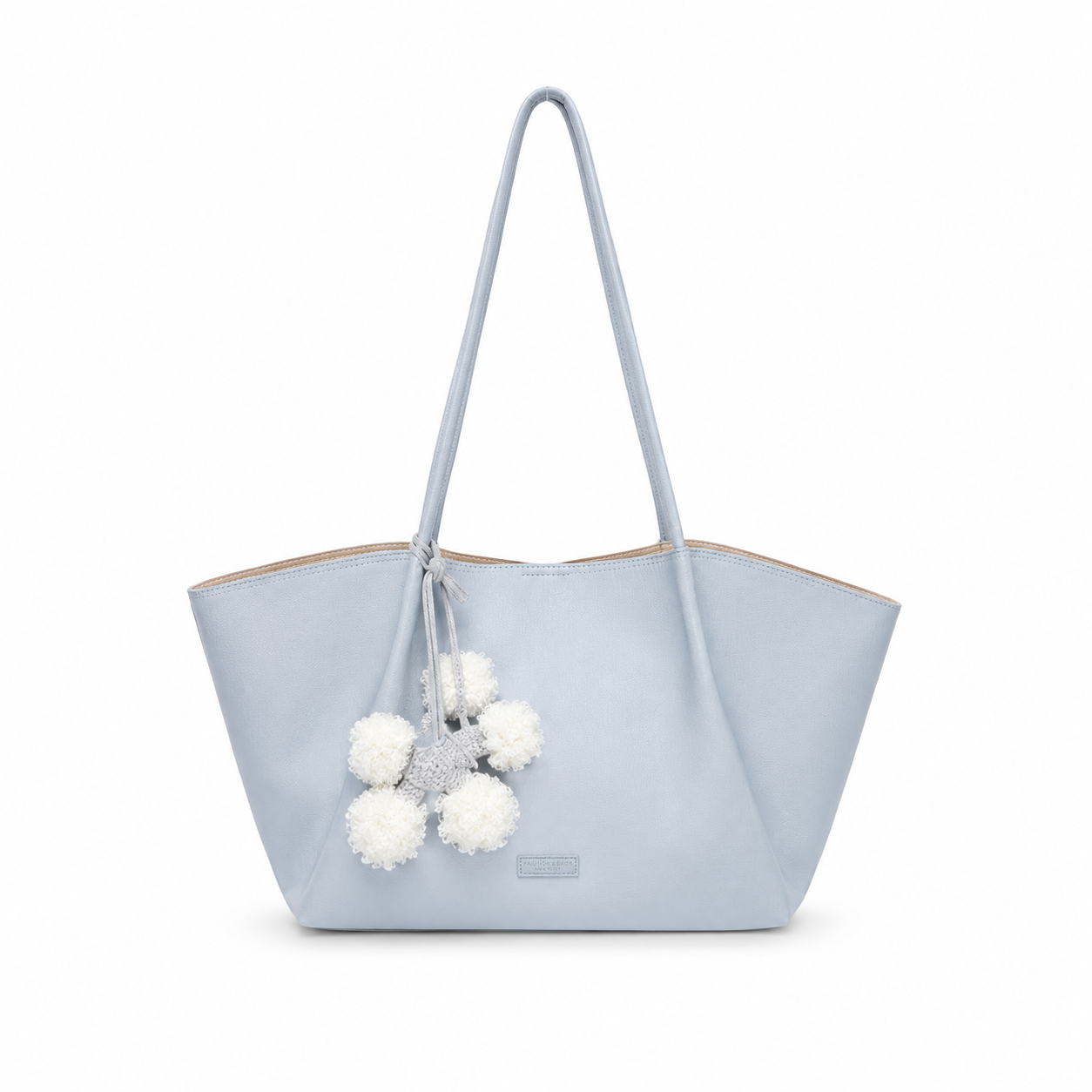 Classic Pom-Pom Tote Bag – Light Blue
