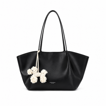 Classic Pom-Pom Tote Bag – Black