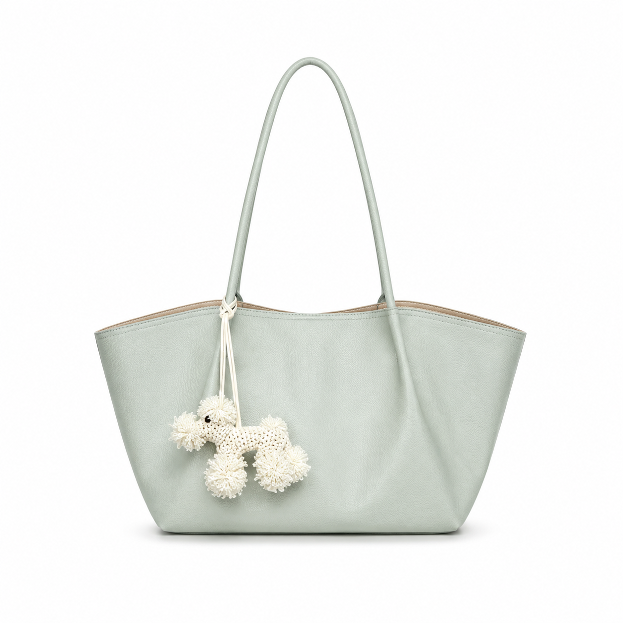 Classic Pom-Pom Tote Bag – Mint Green