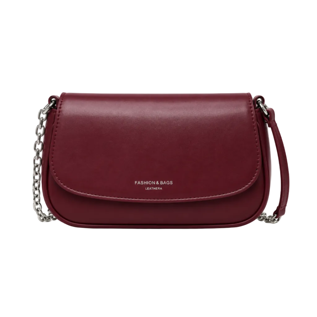Minimalist Chain Shoulder Bag – Burgundy