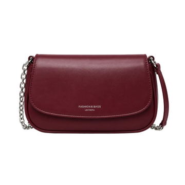Minimalist Chain Shoulder Bag – Burgundy