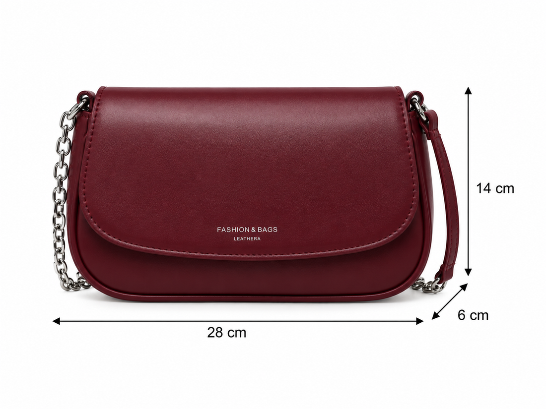 Minimalist Chain Shoulder Bag – Burgundy