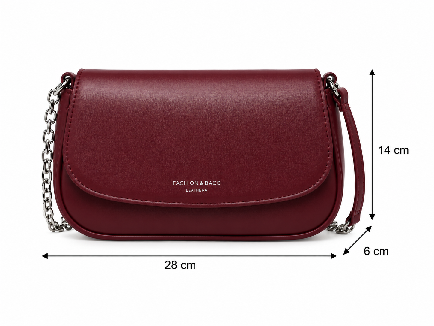 Minimalist Chain Shoulder Bag – Burgundy