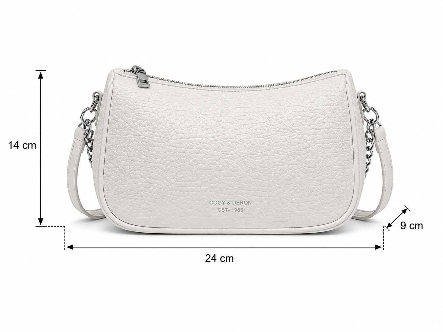 CoGy & Deron Textured Shoulder Bag – White