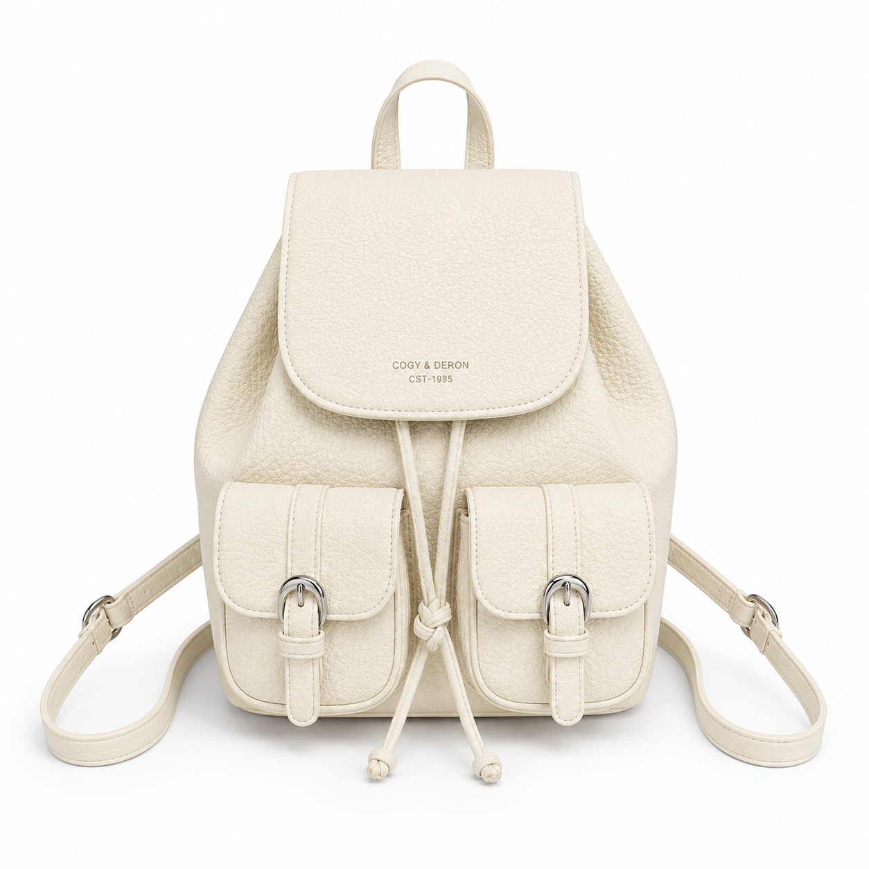 Women's Classic Dual Pocket Drawstring Backpack - COGY & DERON - Off White