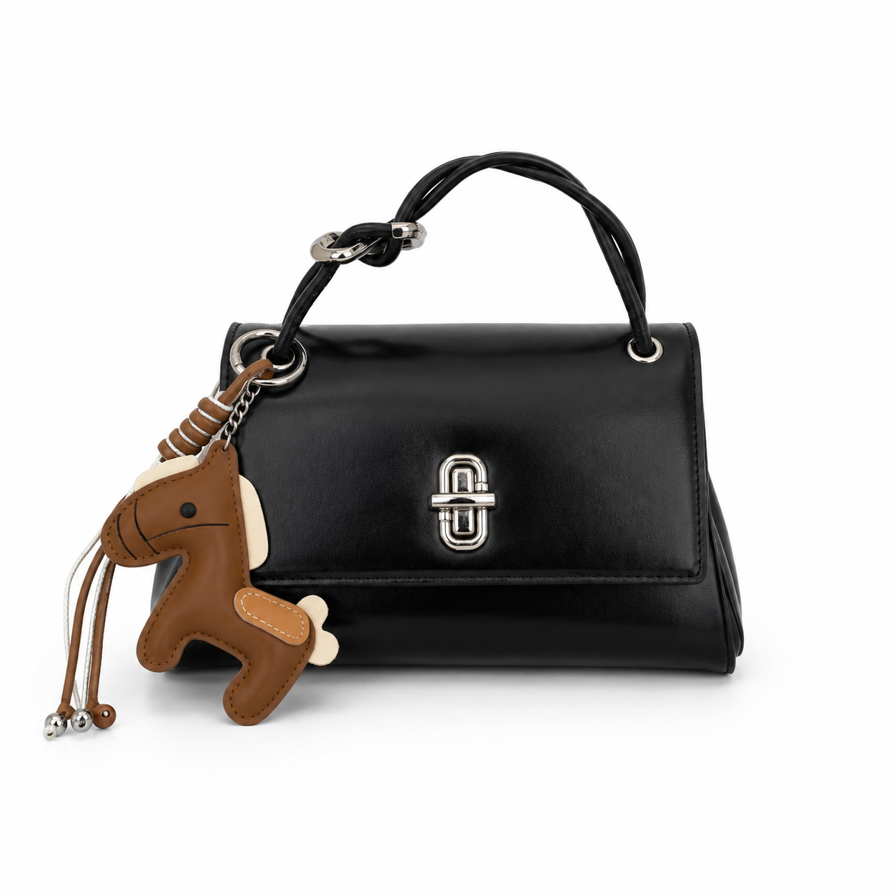 Women's Classic Horse Charm Top Handle Bag - Black