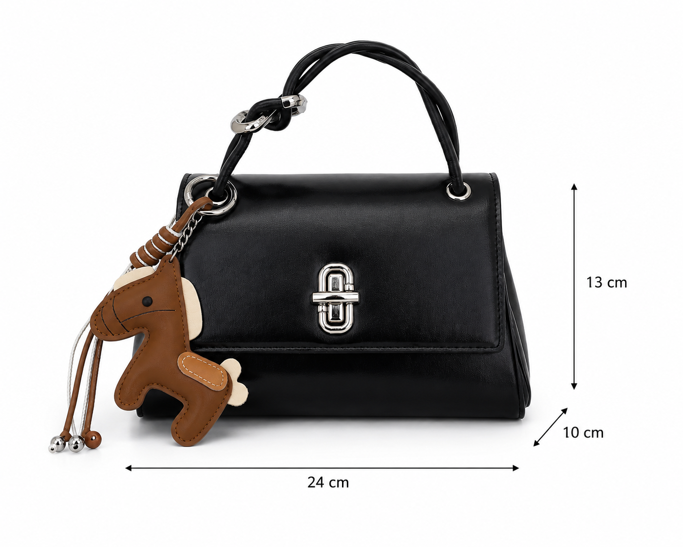 Women's Classic Horse Charm Top Handle Bag - Black
