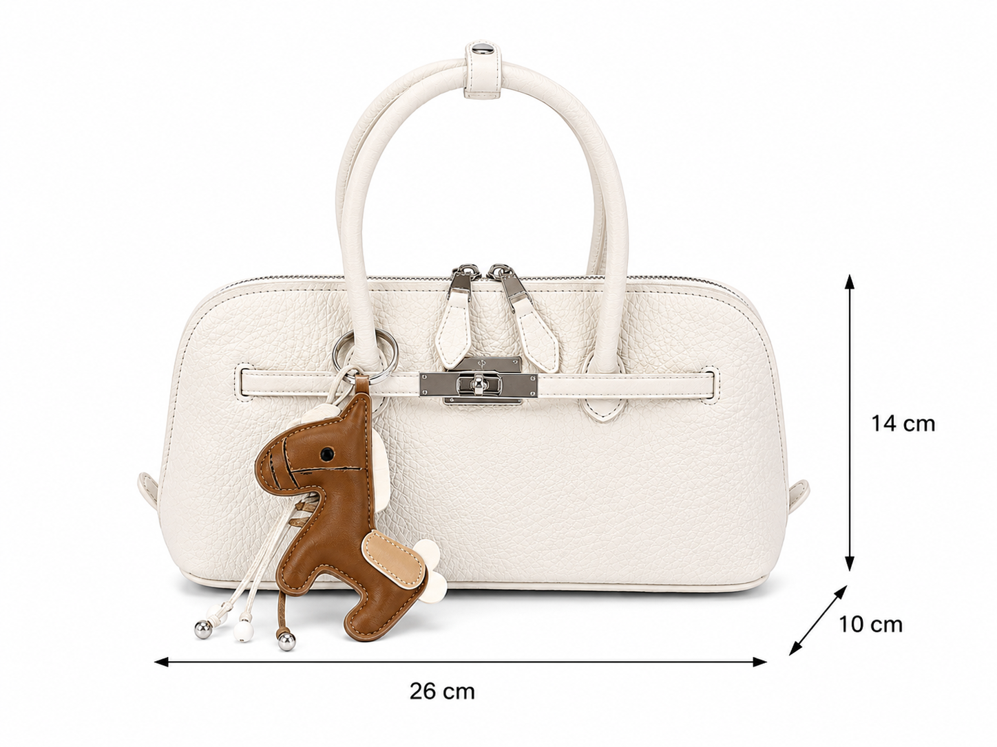 Women's Classic Pebbled Leather Top Handle Bag - Off White