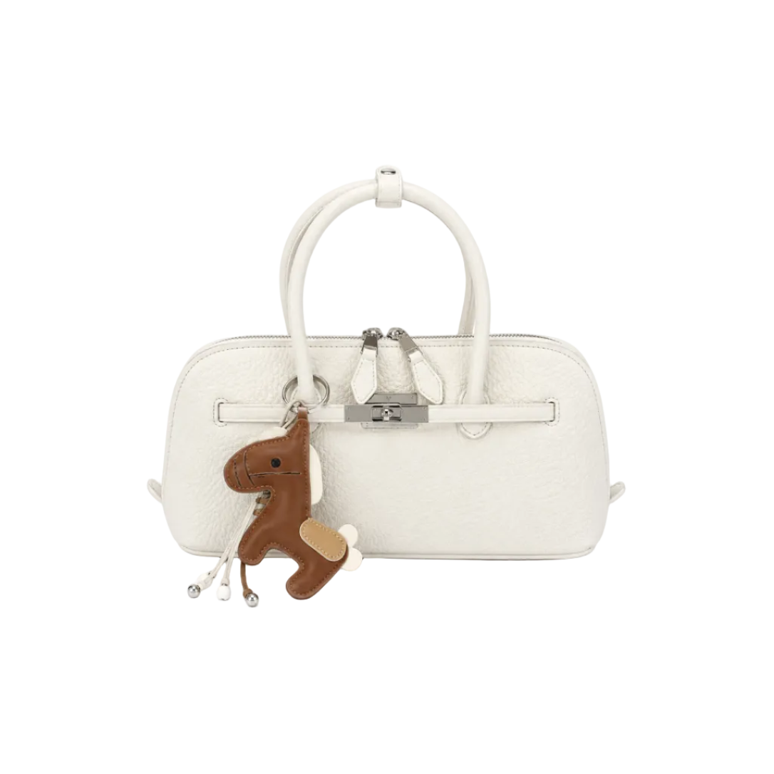 Women's Classic Pebbled Leather Top Handle Bag - Off White