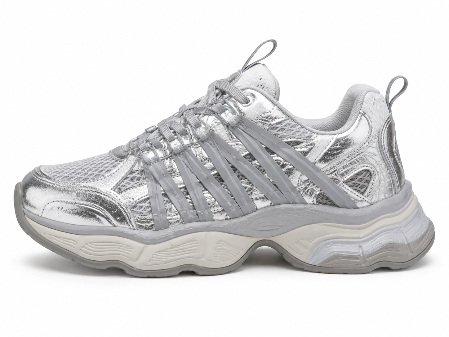 Women's Silver & Gray Chunky Fashion Sneakers