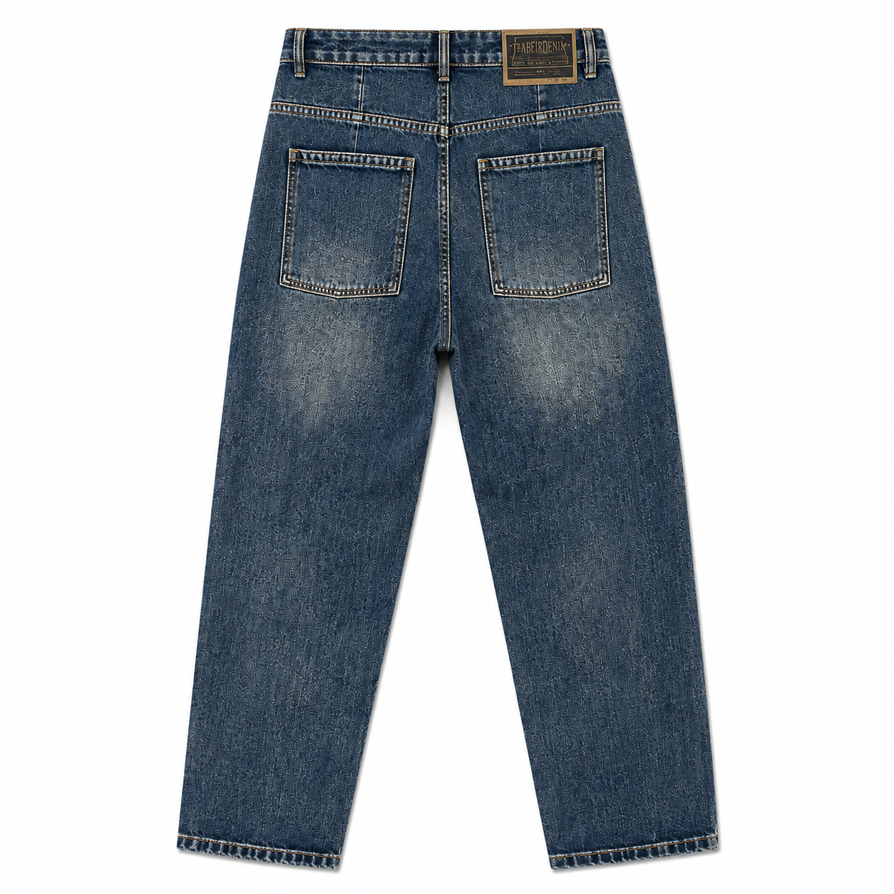 Men’s Vintage Washed Patchwork Denim Jeans