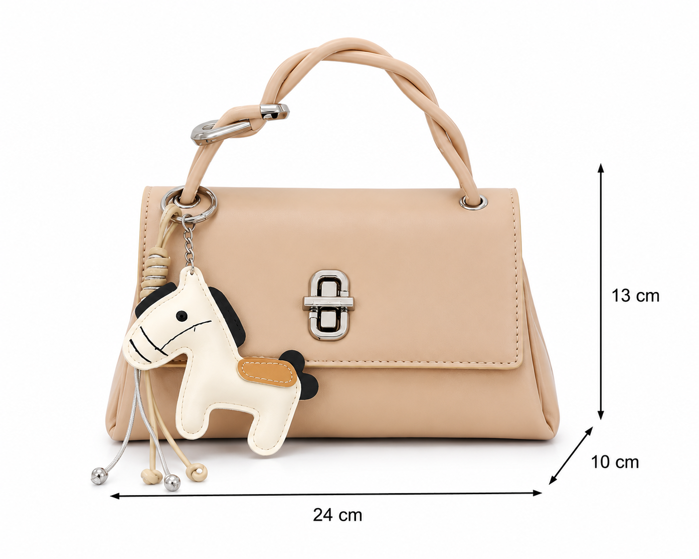 Women's Classic Horse Charm Top Handle Bag - Apricot