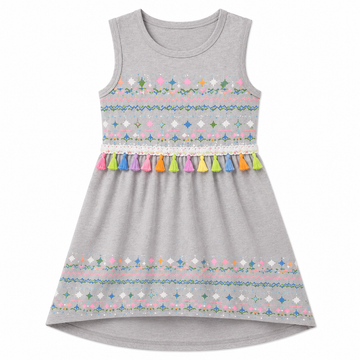 SARUSHKA Kids Girls Sleeveless Dress – Grey