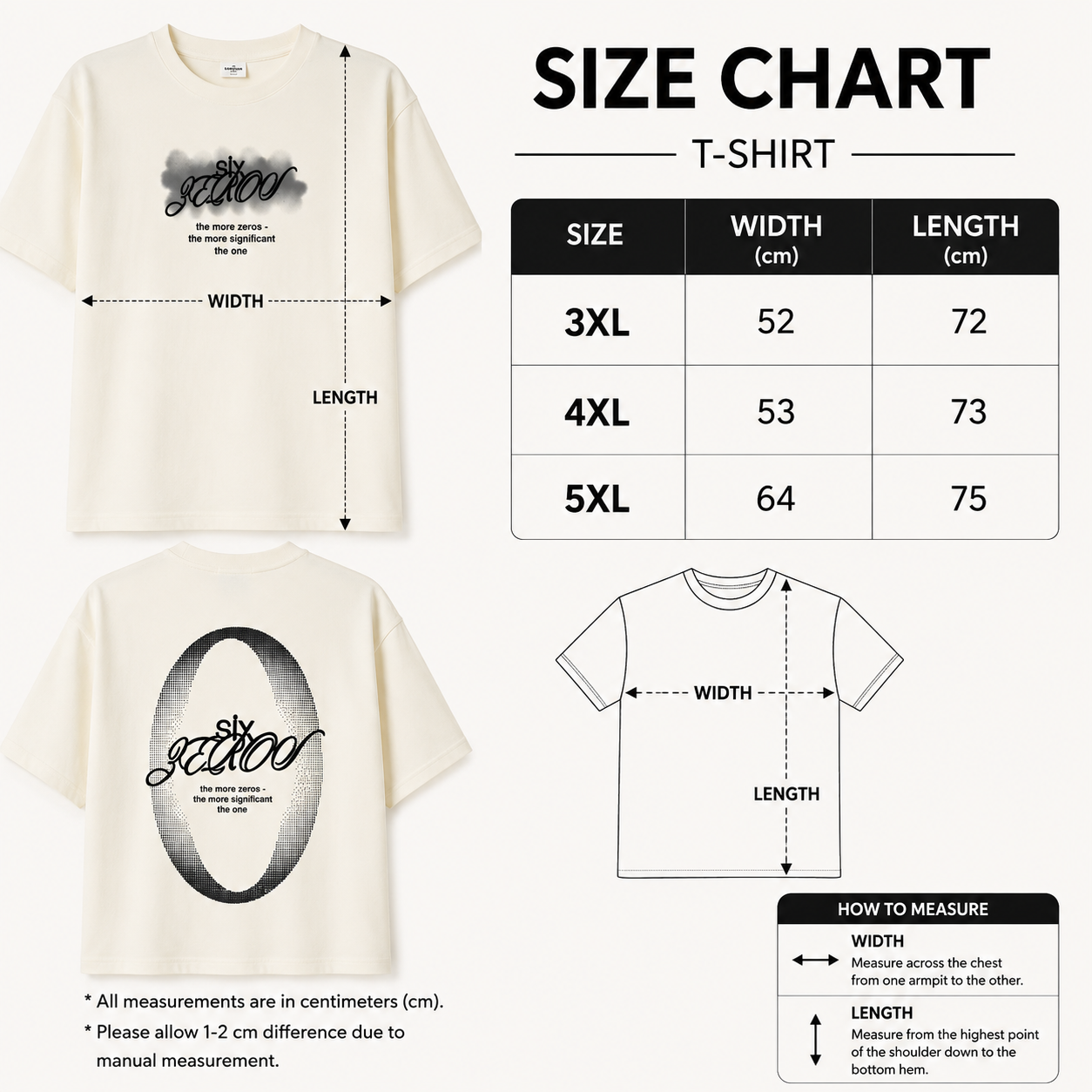 Men’s Six Zero Graphic Oversized T-Shirt – Off White