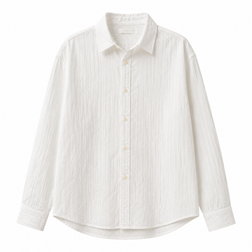 Men’s Textured Long Sleeve Shirt – White