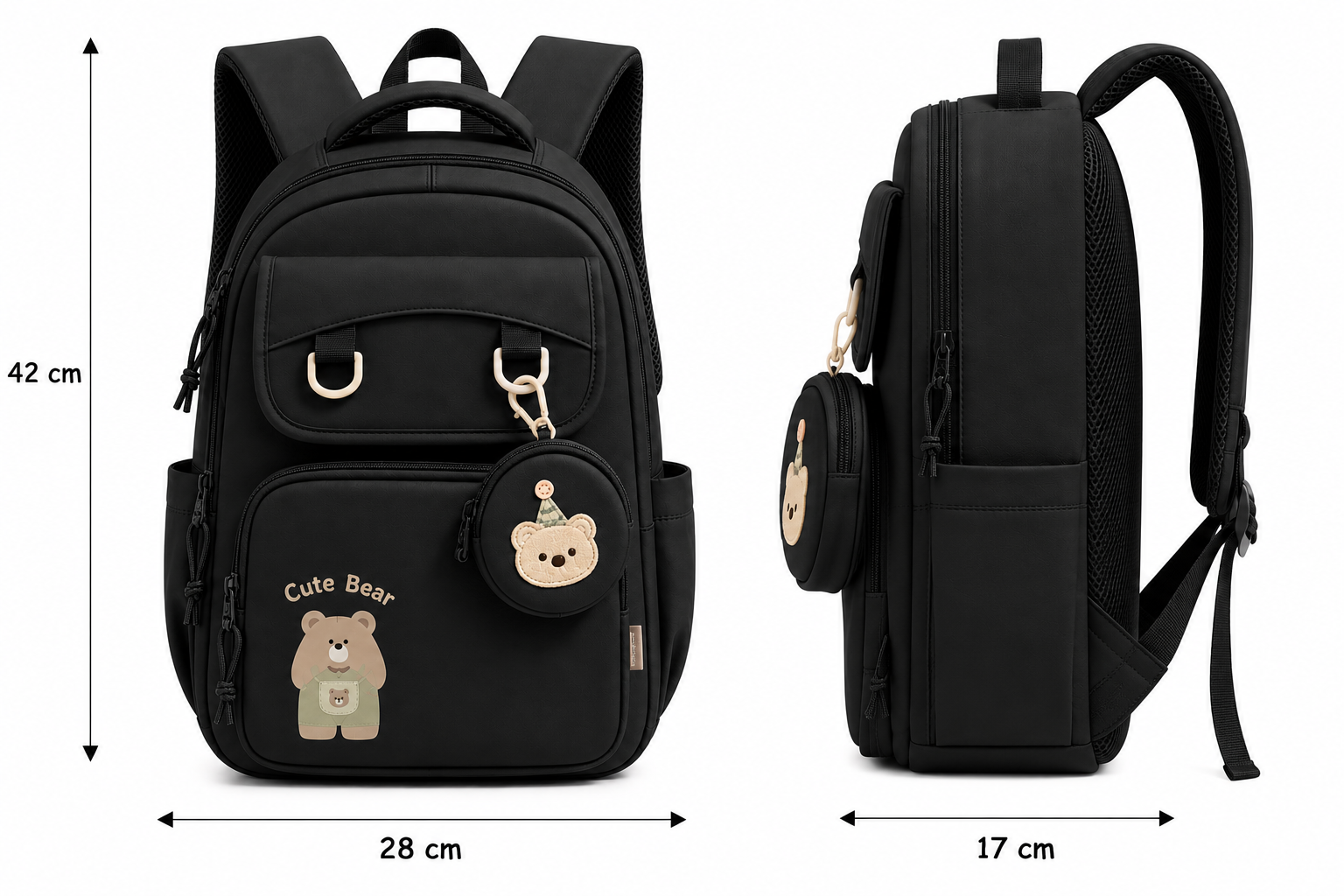 Cute Bear Large School Backpack