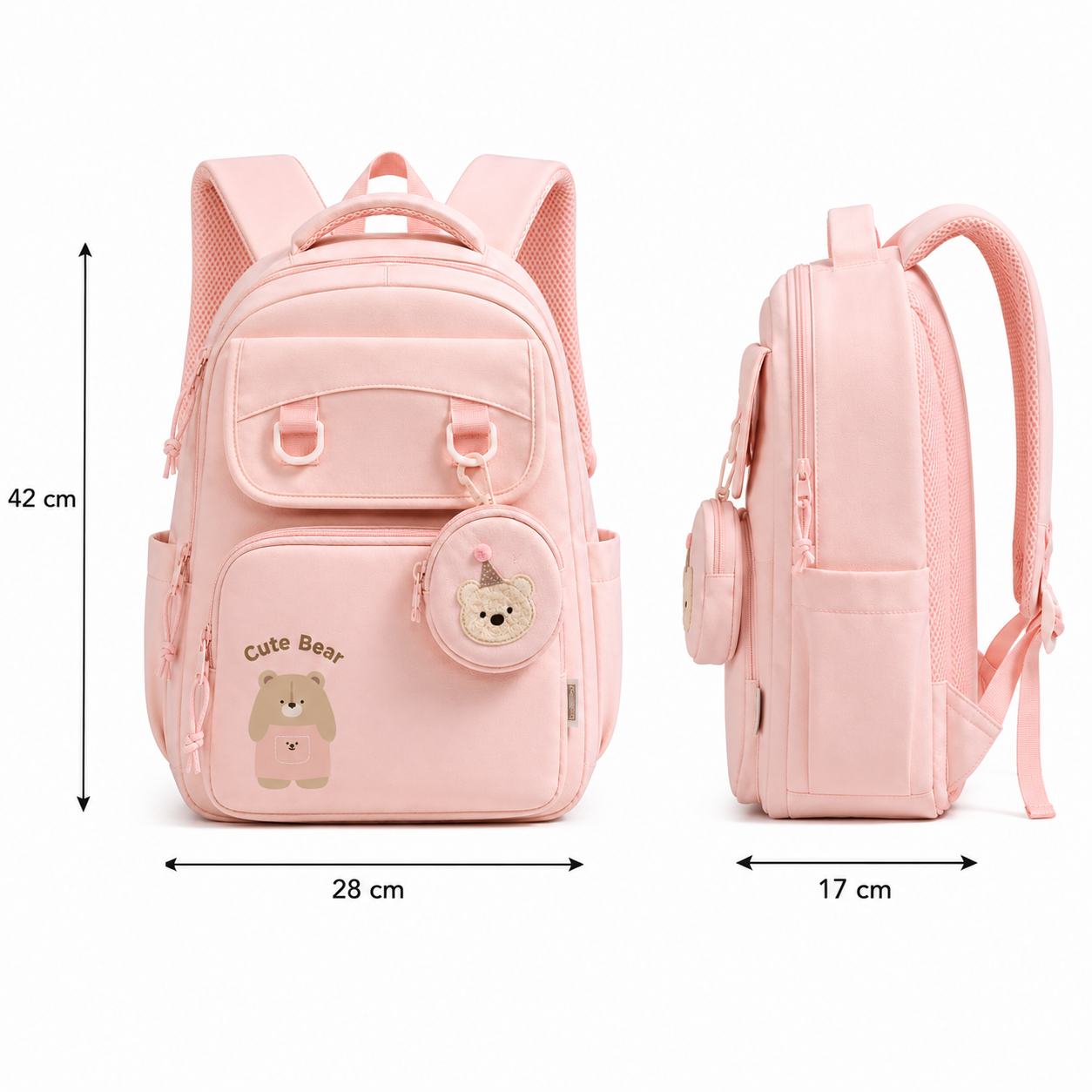Cute Bear Large School Backpack