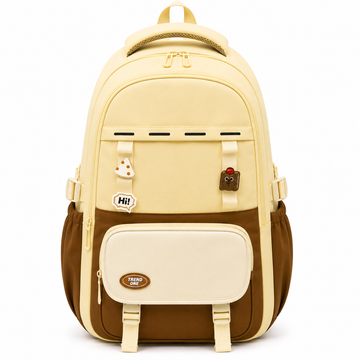 Trend One School Backpack – Light Yellow & Brown