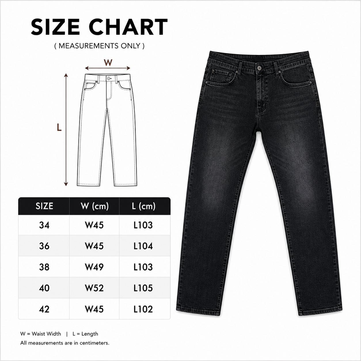 Men’s Black Washed Straight Fit Jeans