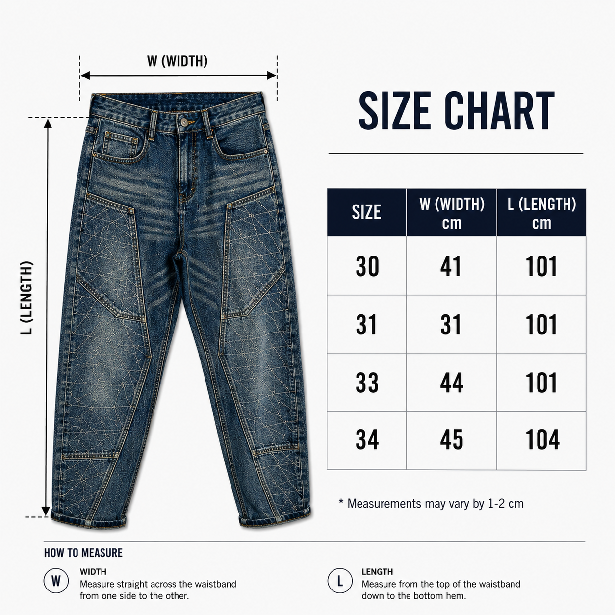 Men’s Vintage Washed Panel Denim Jeans