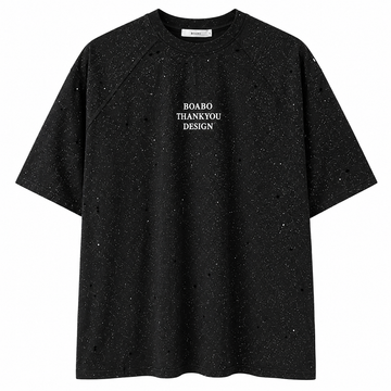 Men’s Distressed Speckle Oversized T-Shirt – Black