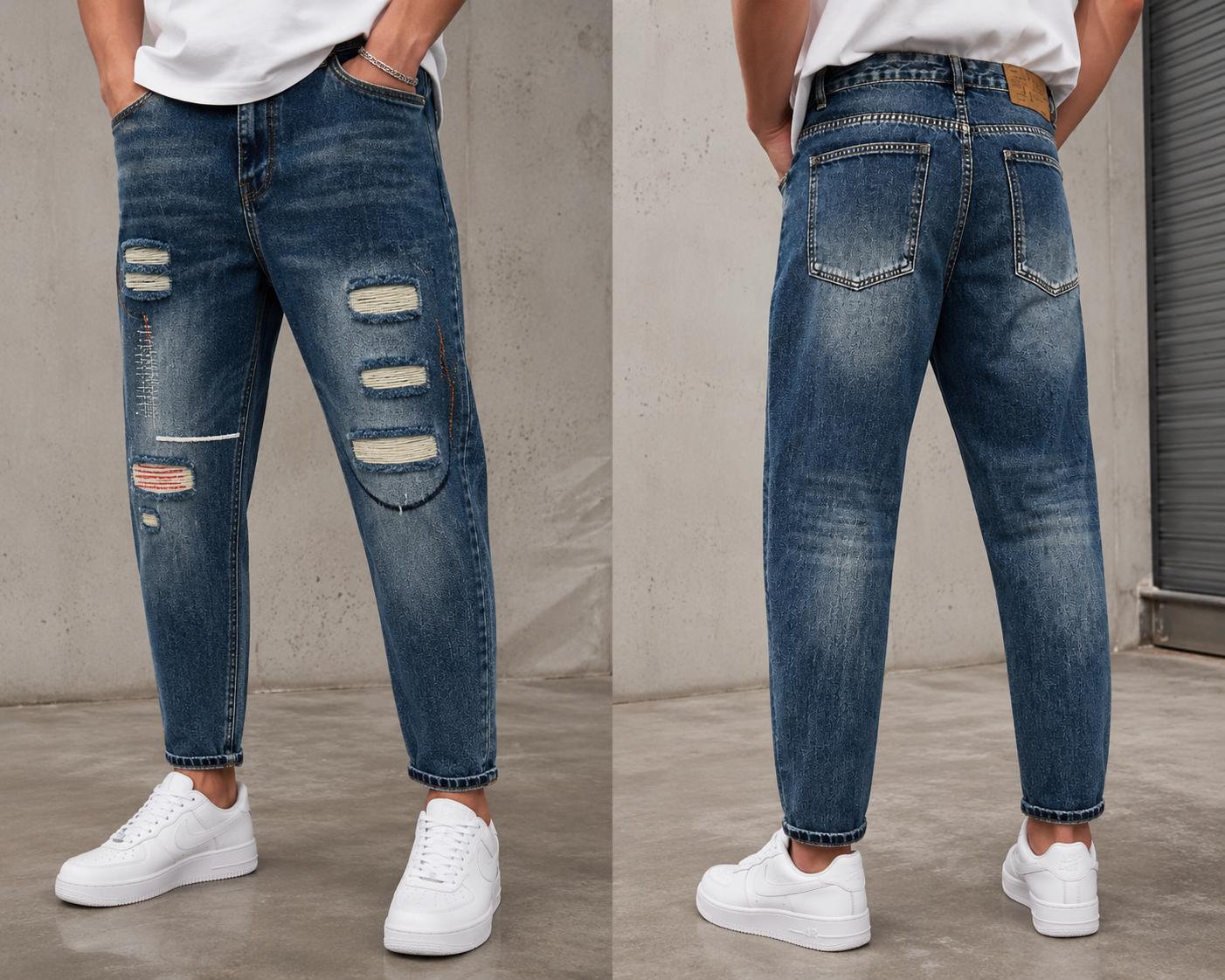 Men’s Distressed Blue Denim Jeans