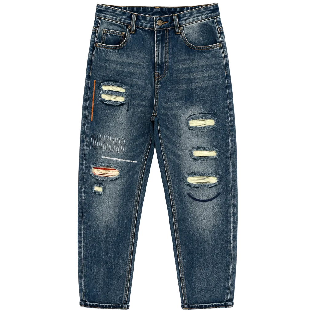 Men’s Distressed Blue Denim Jeans