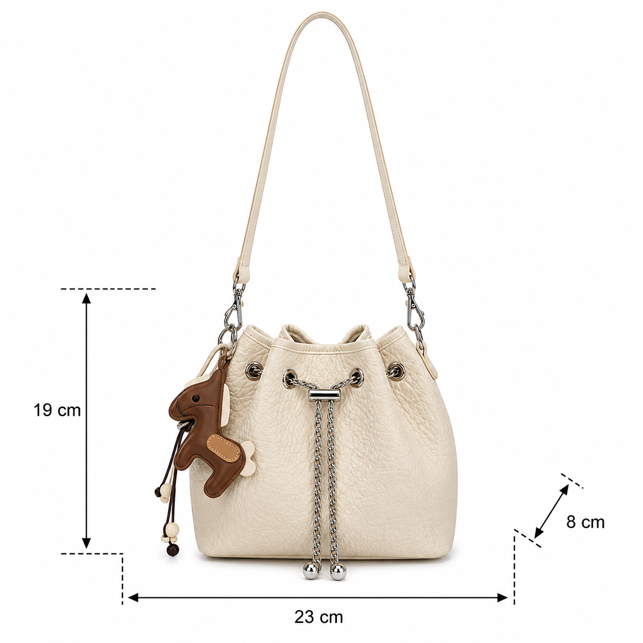 Elegant Bucket Shoulder Bag – White