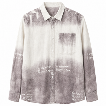 Men’s Gradient Graffiti Long Sleeve Shirt – White & Gray