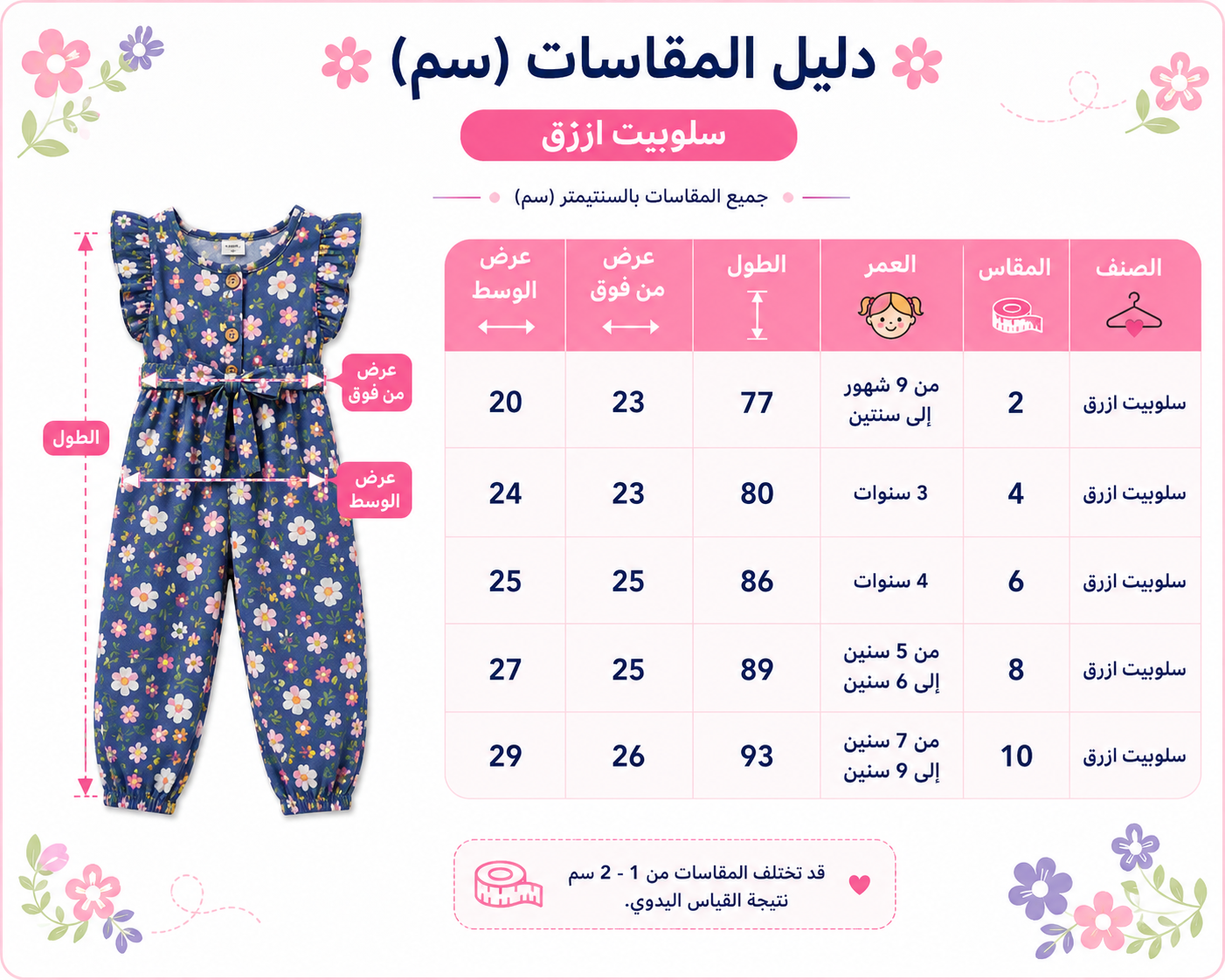 Kids Girls Floral Summer Jumpsuit – Blue