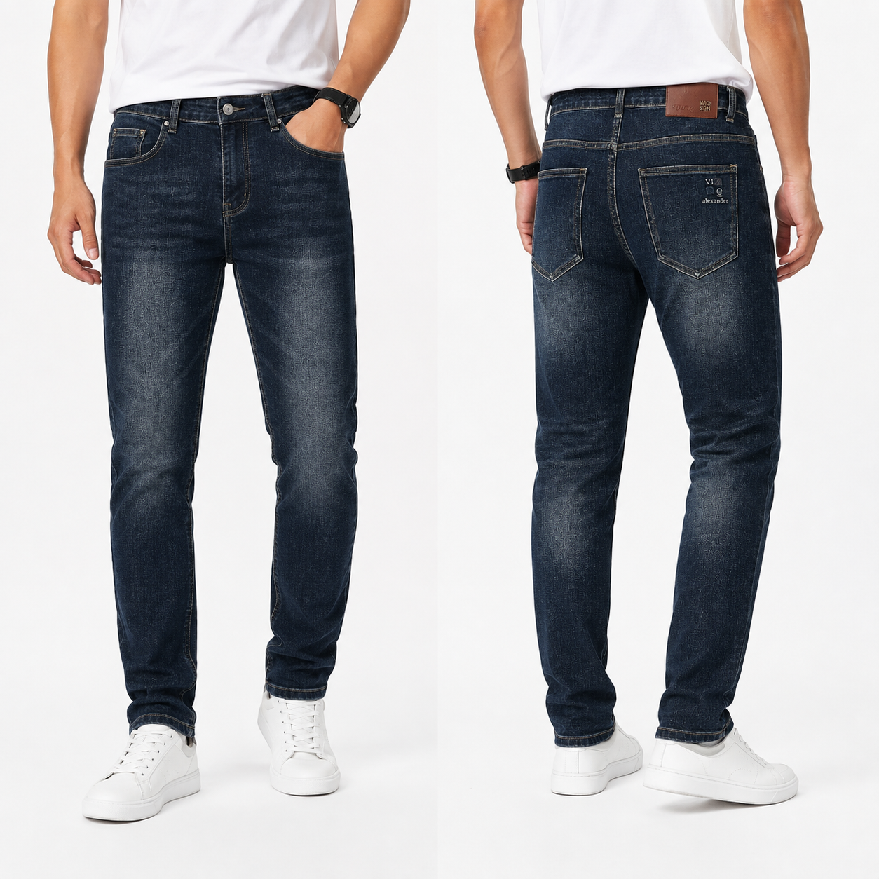 Men’s Dark Blue Washed Slim Fit Jeans