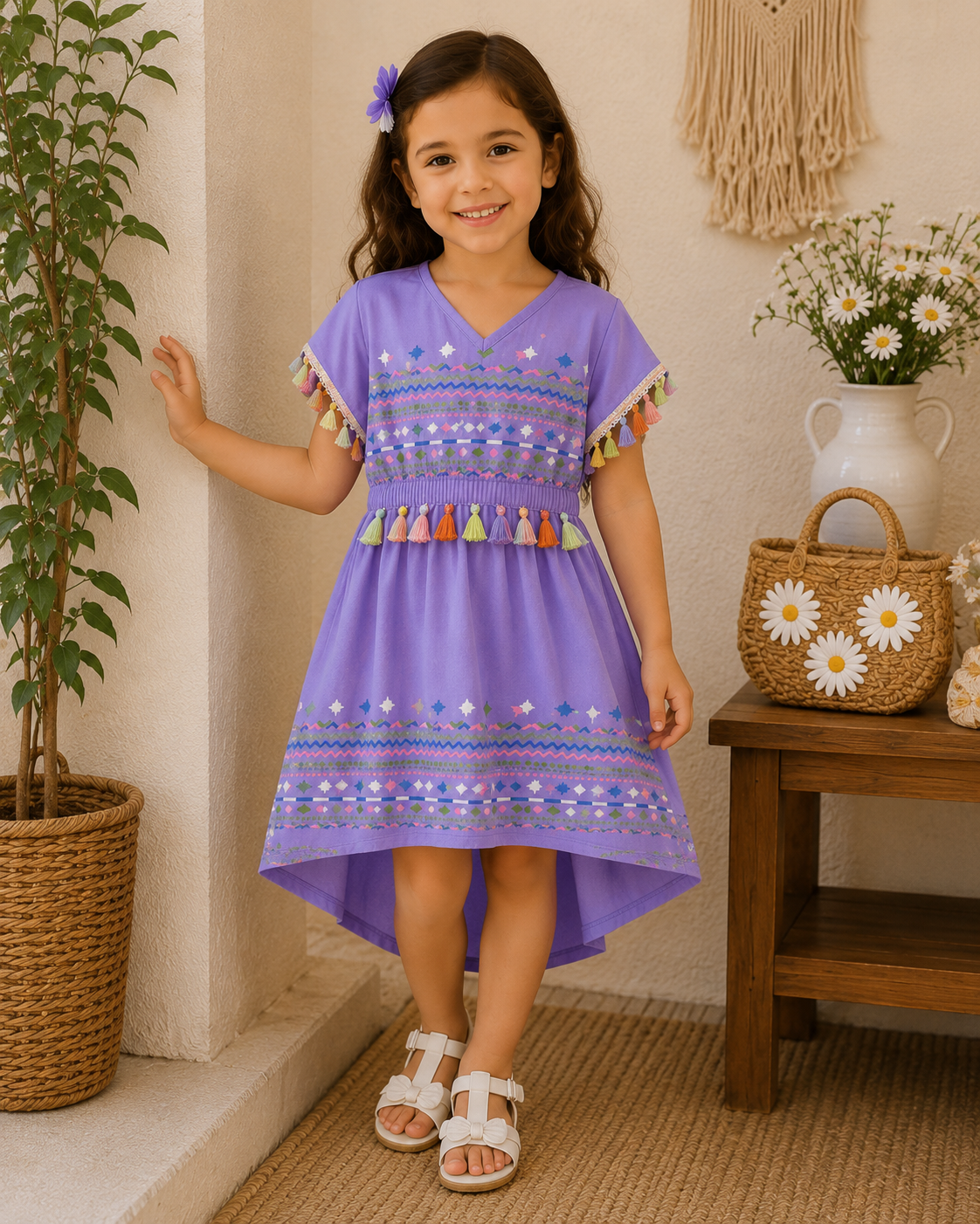 SARUSHKA Kids Girls High-Low Dress – Lavender