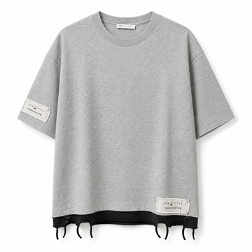 Men’s Layered Distressed Oversized T-Shirt – Gray