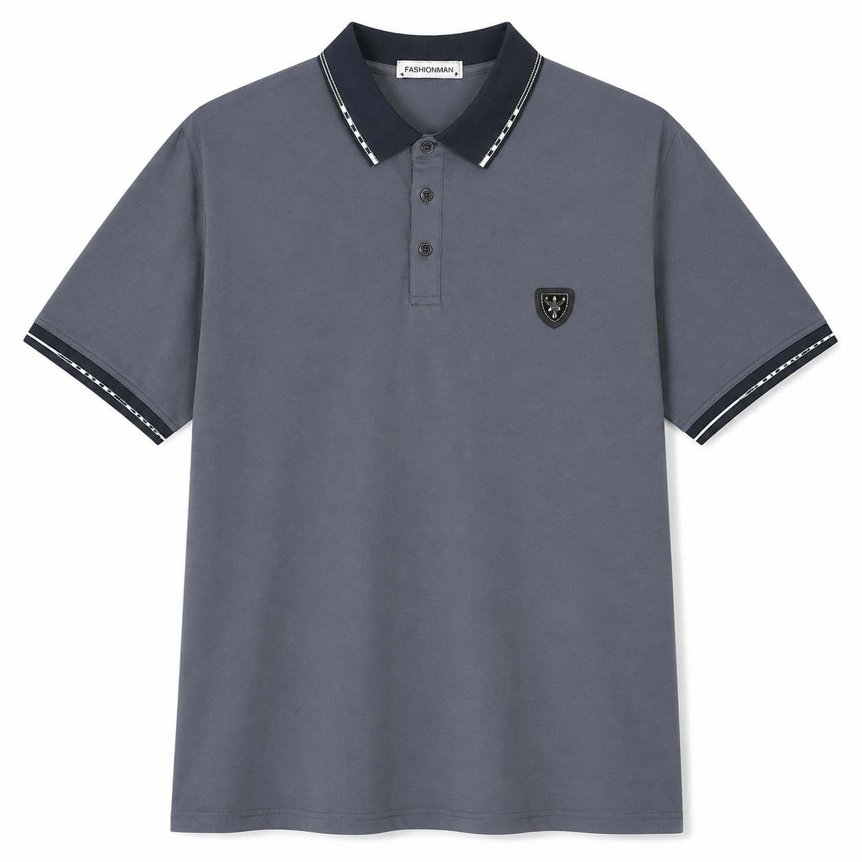 Men’s Contrast Trim Polo Shirt – Gray