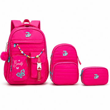 Hot Pink 3-Piece School Backpack Set