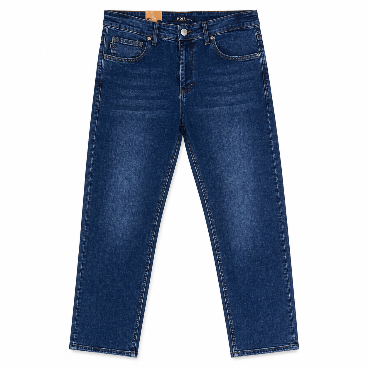 Men’s Dark Blue Washed Straight Fit Jeans