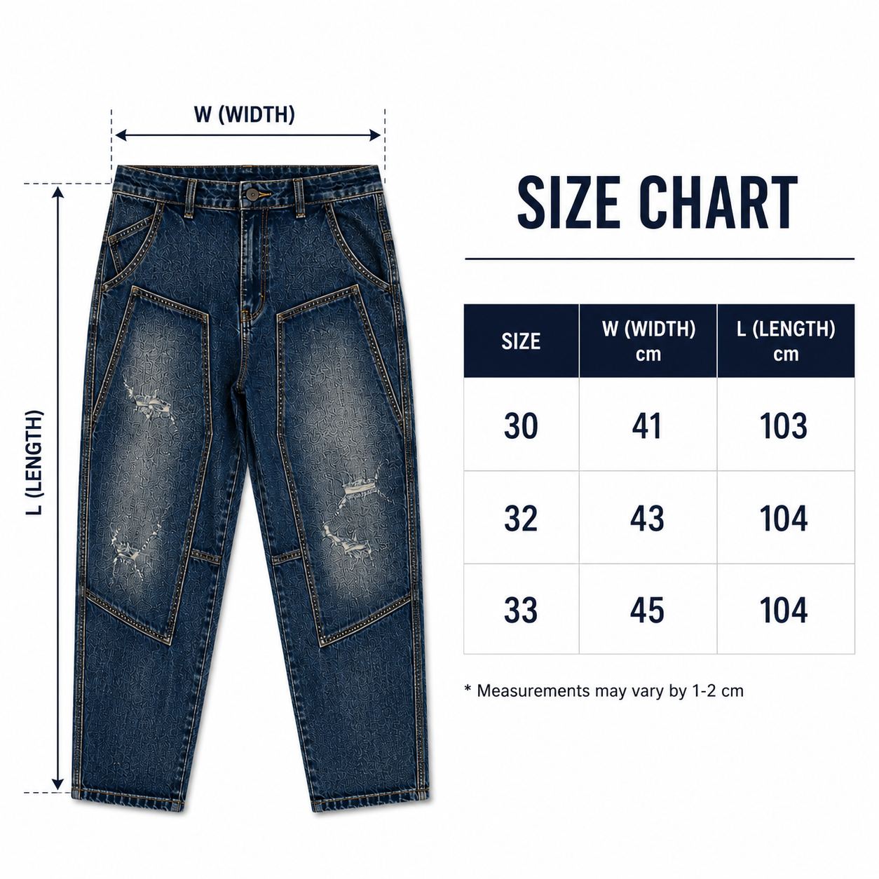 Men’s Vintage Washed Patchwork Denim Jeans