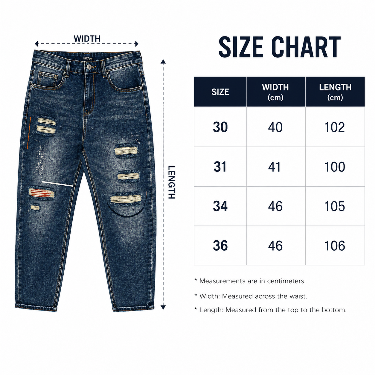 Men’s Distressed Blue Denim Jeans