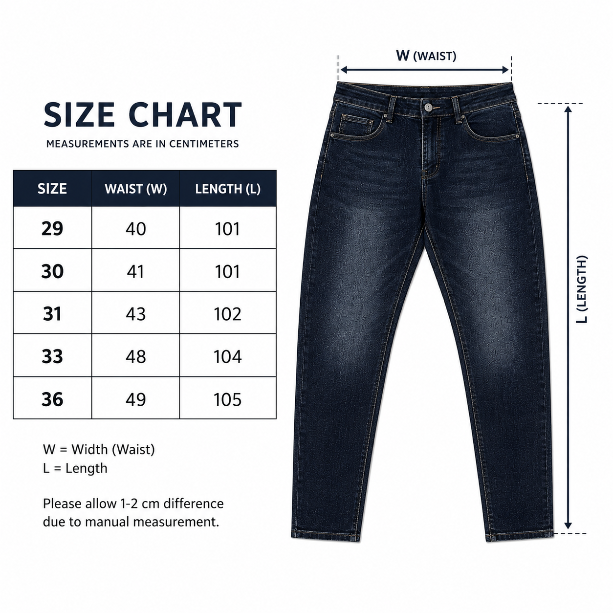 Men’s Dark Blue Washed Slim Fit Jeans