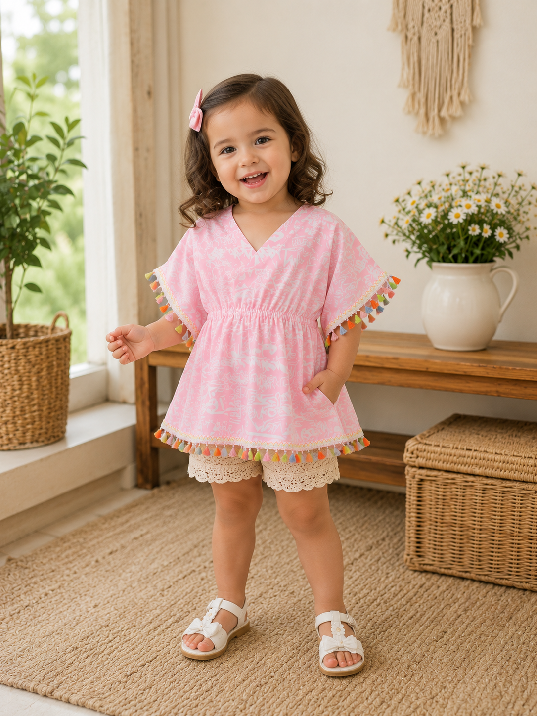 SARUSHKA Kids Girls Pink Beach Cover-Up Dress