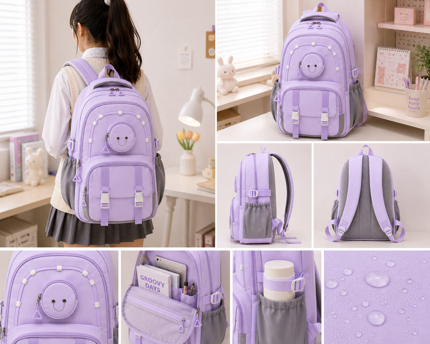 Trend One School Backpack – Light Purple / Lavender