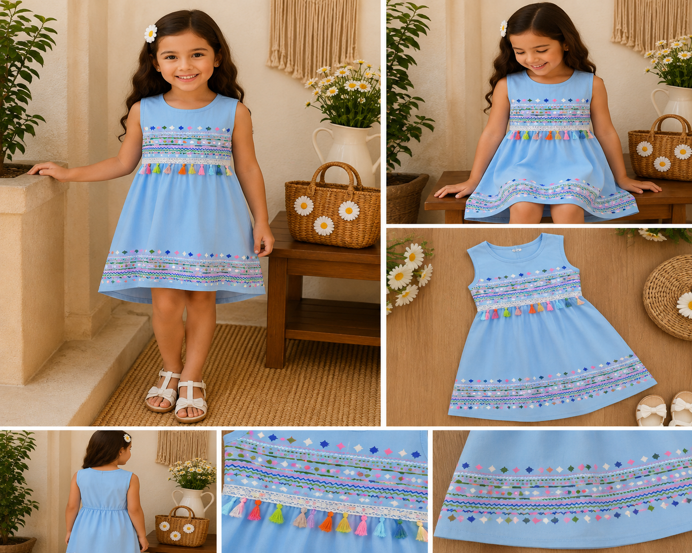 Kids Girls Sleeveless Dress – Sky Blue