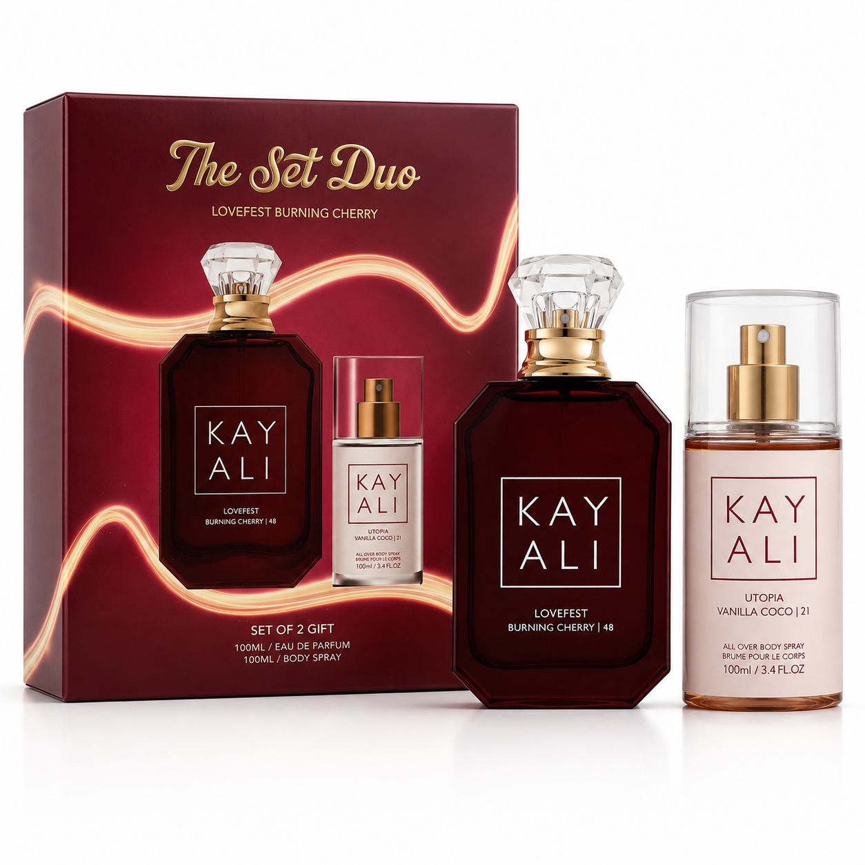 KAYALI The Set Duo – Lovefest Burning Cherry Eau de Parfum & Utopia Vanilla Coco Body Spray