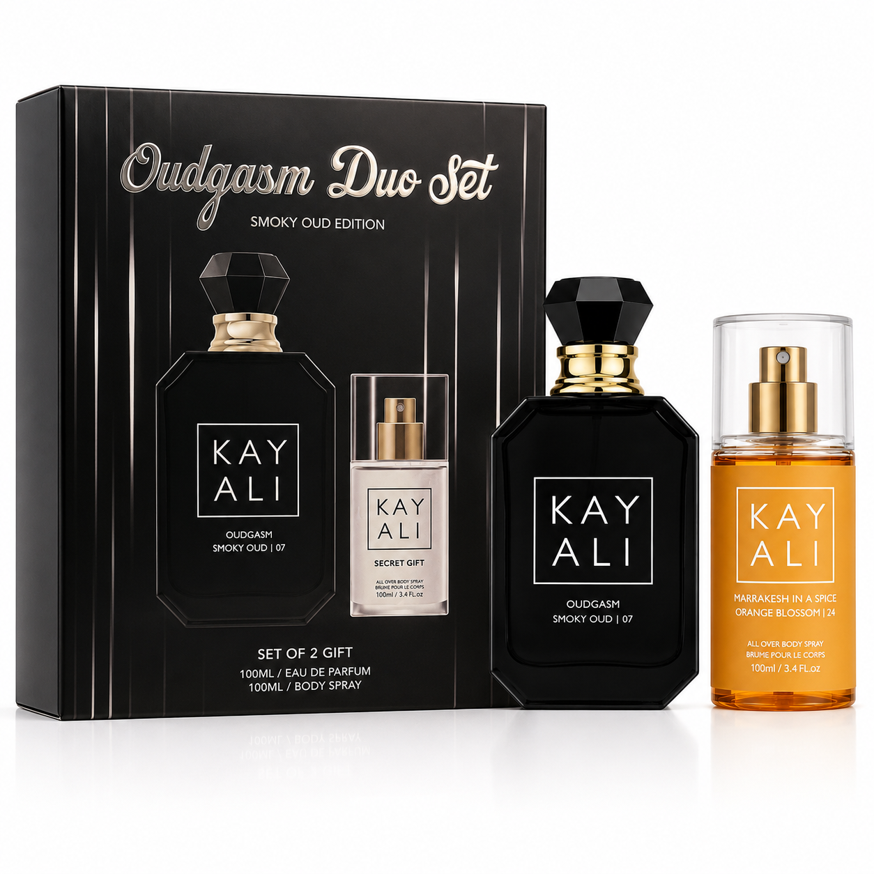 KAYALI Oudgasm Smoky Oud Eau de Parfum Duo Set – Smoky Oud Edition Body Spray 2*100ml