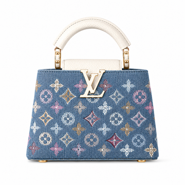 Louis Vuitton Capucines Large Blue Denim Monogram Top Handle Bag-LARGE