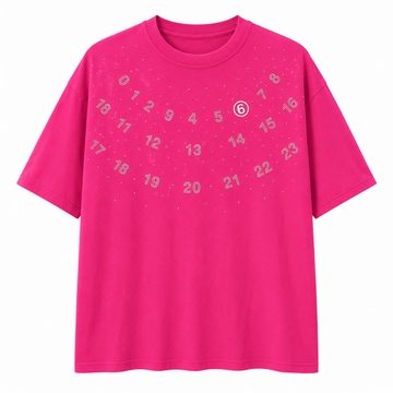 Men’s Rhinestone Number Oversized T-Shirt – Hot Pink