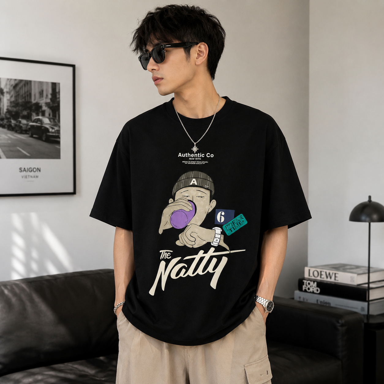 Men’s Graphic Oversized T-Shirt – Black